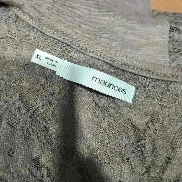 Maurices Tank Top Womens XL Grey Lace Back Rhinestones Bling - Picture 5 of 8